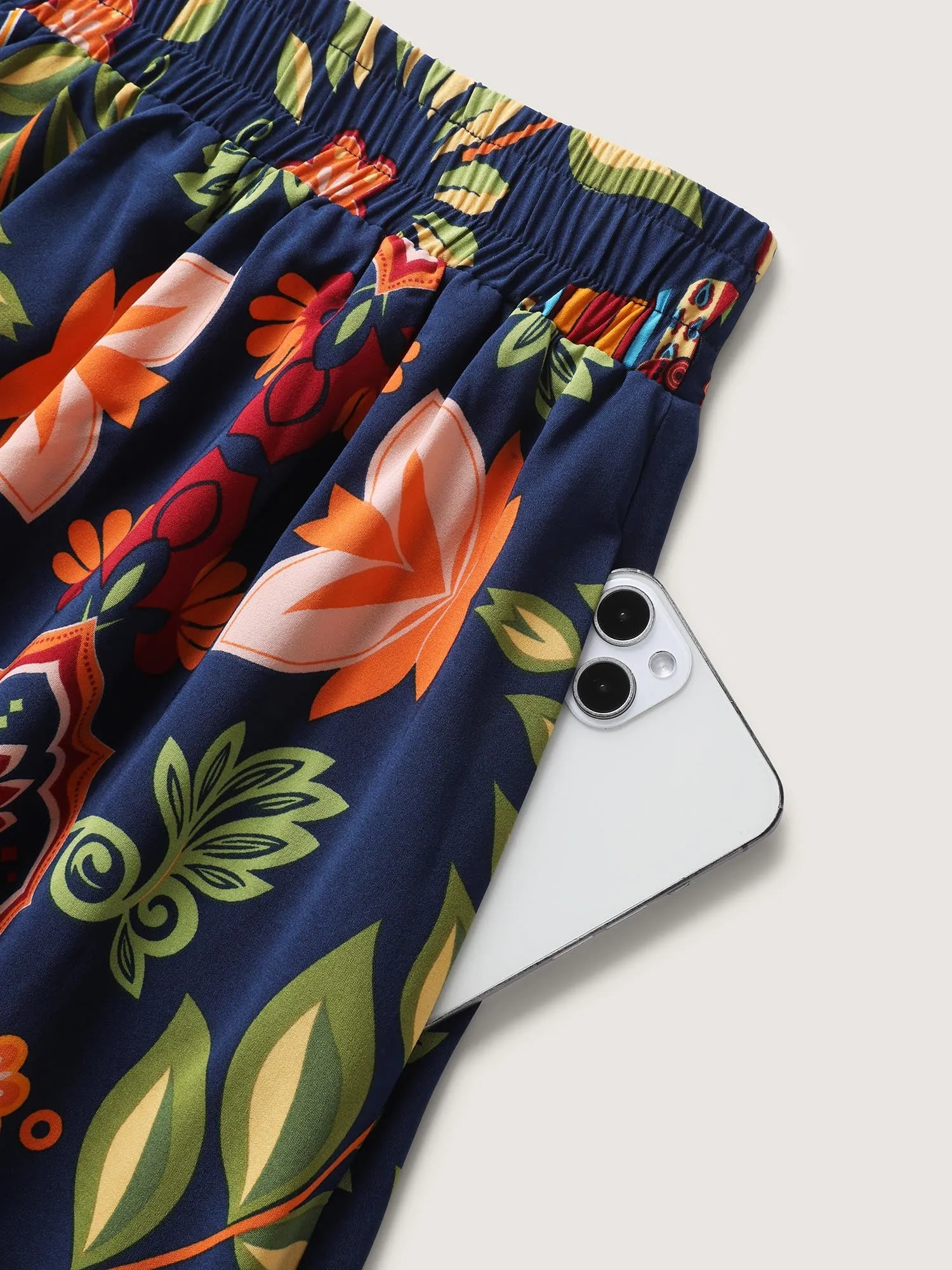 Multi-Color Floral Pockets Midi Skirt sold by Bloomchic product image thumbnail 5