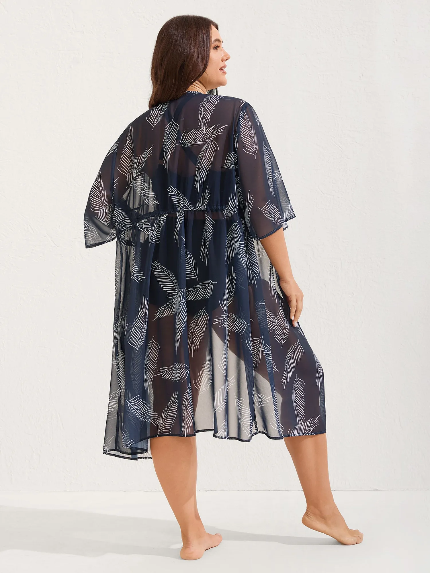 Chiffon Feather Print Sheer Kimono sold by Bloomchic product image thumbnail 4