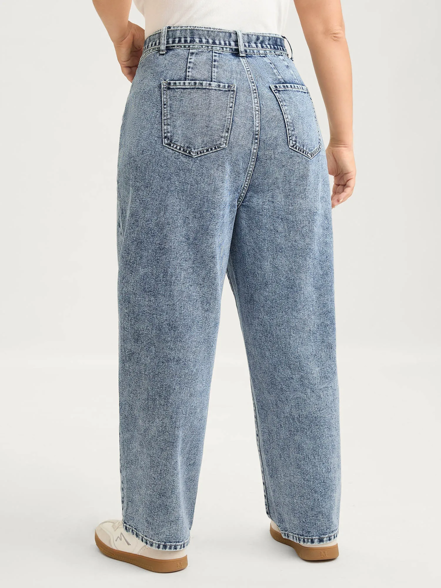 Waist Belted Pockets Boyfriend Jeans sold by Bloomchic product image thumbnail 4