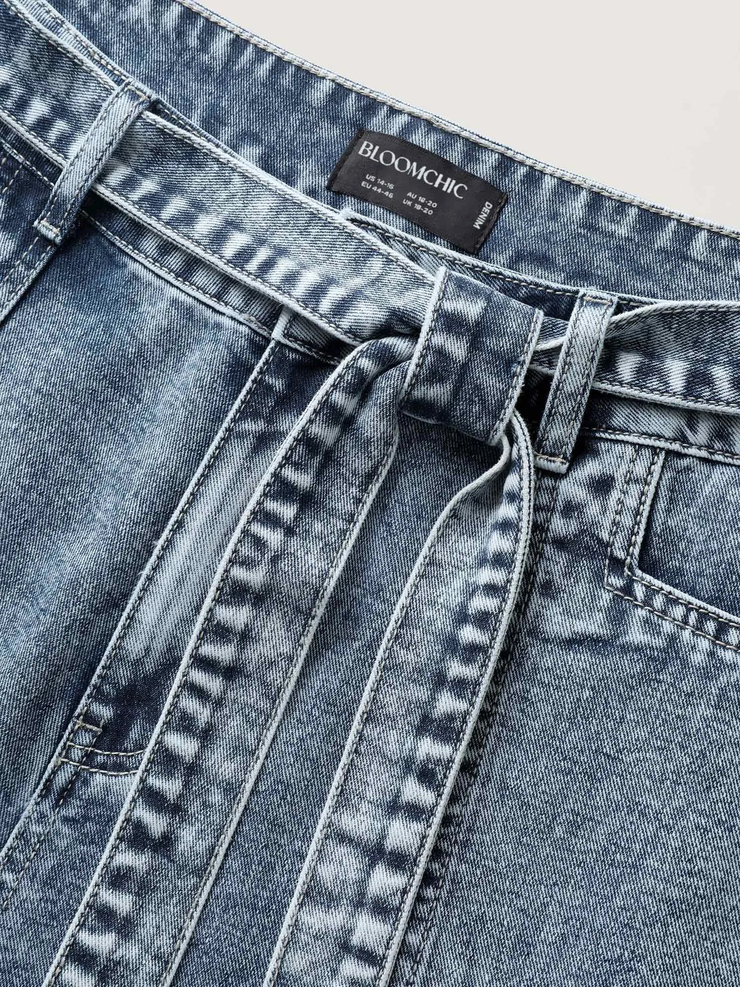 Waist Belted Pockets Boyfriend Jeans sold by Bloomchic product image thumbnail 5