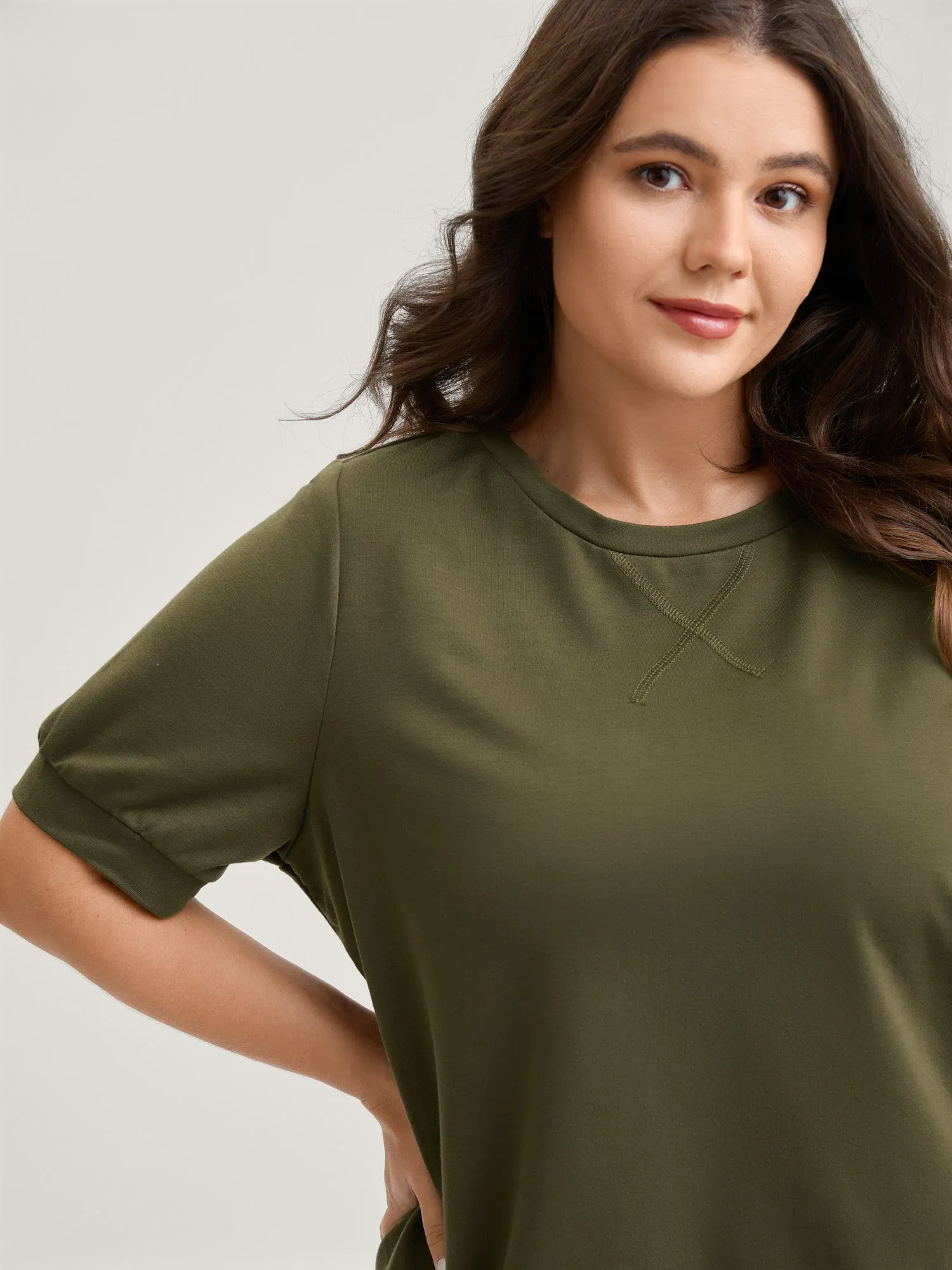 Solid Crew Neck Relaxed Sweatshirt sold by Bloomchic product image thumbnail 2