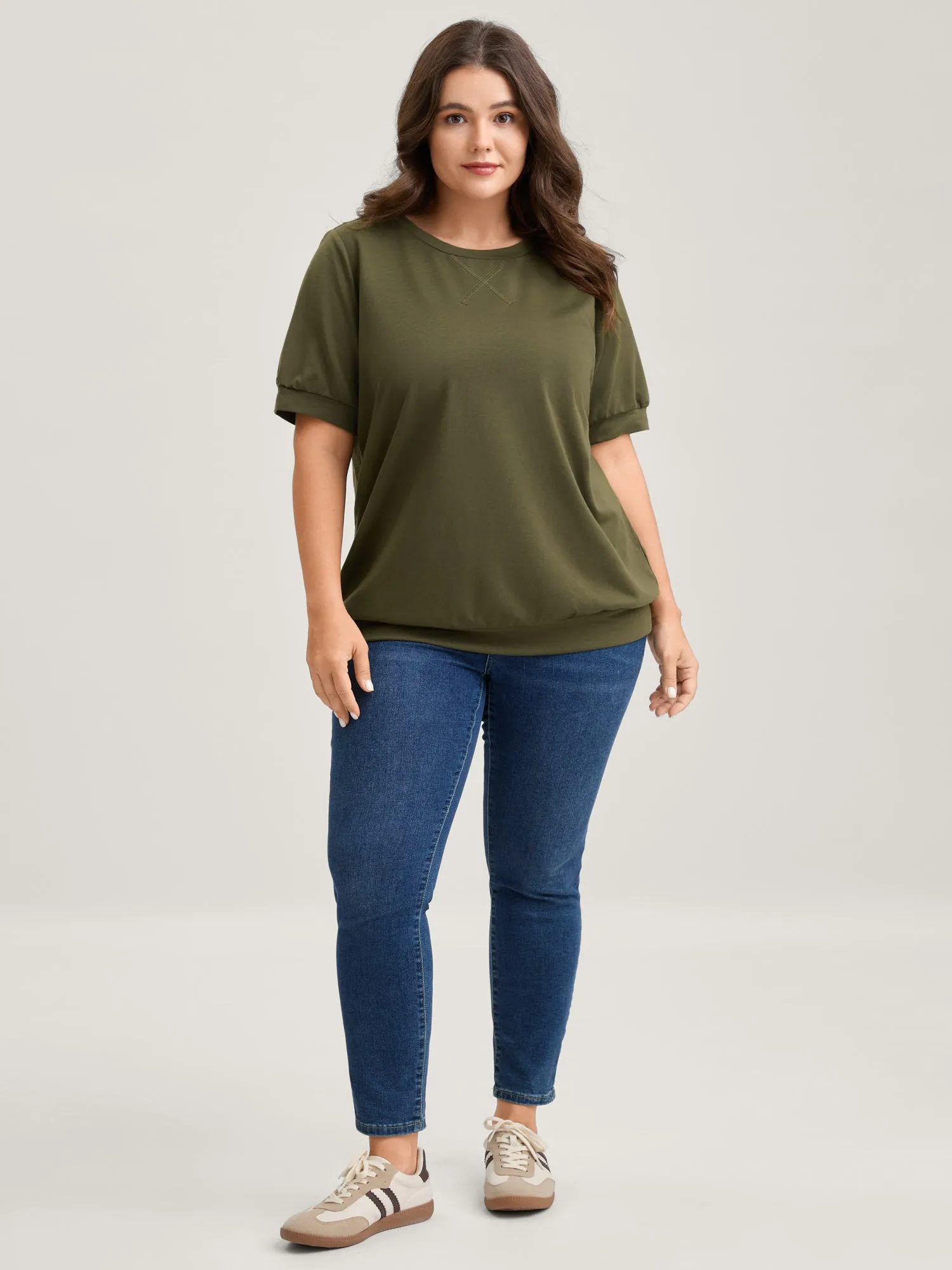 Solid Crew Neck Relaxed Sweatshirt sold by Bloomchic product image thumbnail 3