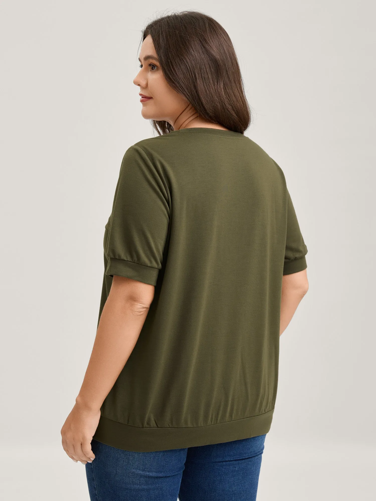 Solid Crew Neck Relaxed Sweatshirt sold by Bloomchic product image thumbnail 4