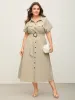 Pure Cotton Button-Front Belted Midi Dress sold by Bloomchic
