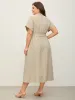 Pure Cotton Button-Front Belted Midi Dress sold by Bloomchic