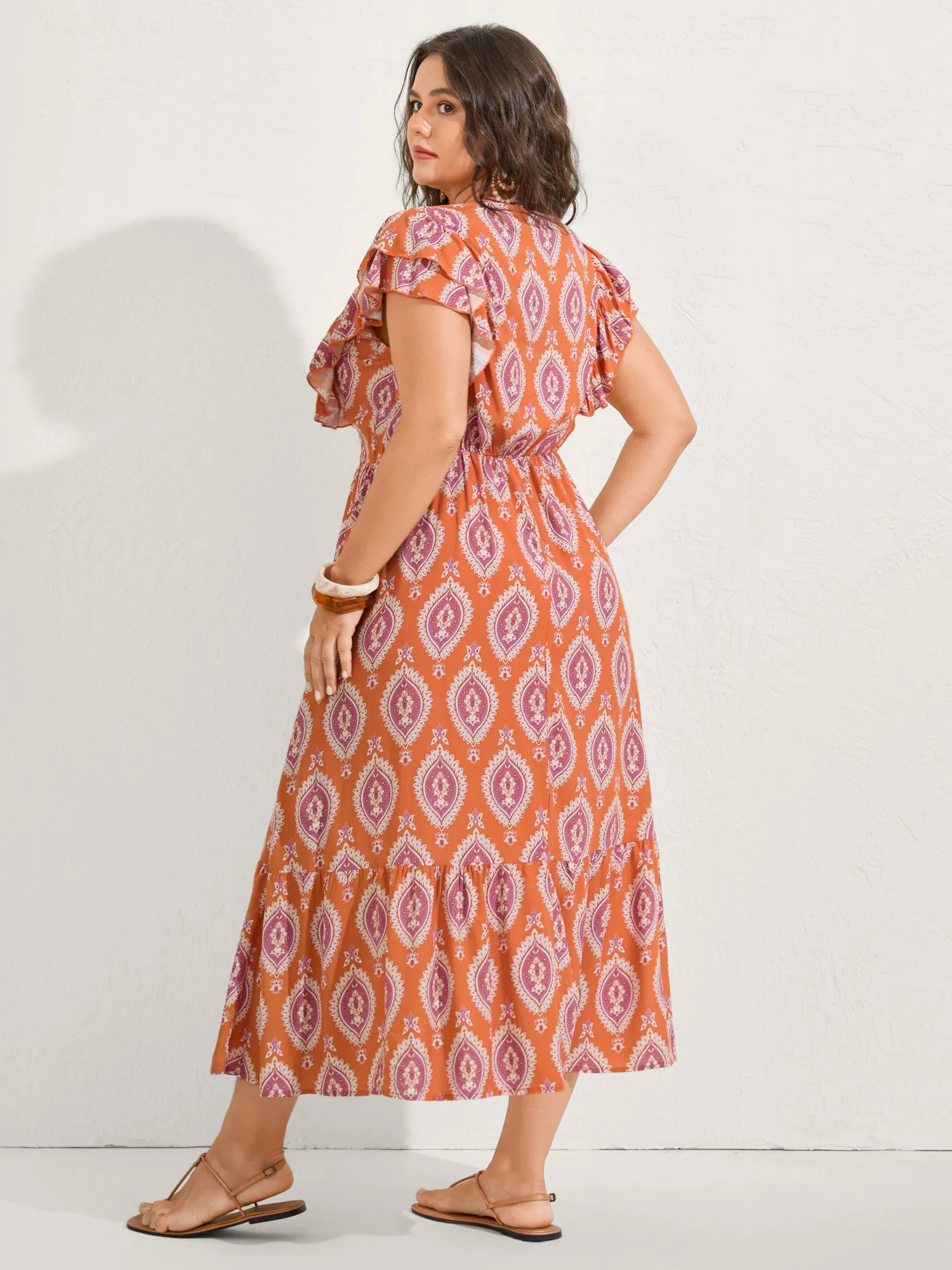 Rayon Boho Print Pocket Midi Dress sold by Bloomchic product image thumbnail 5