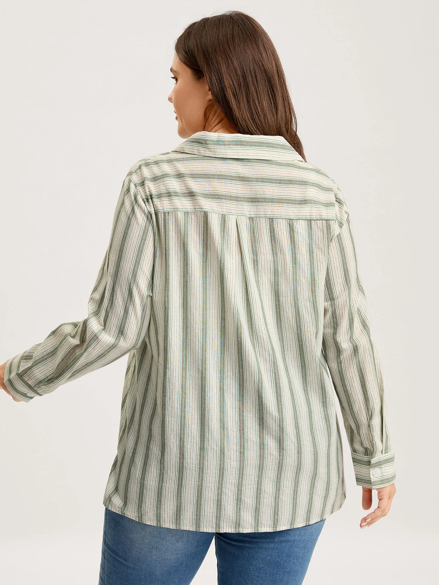 Cotton Stripes Pocket Button-Down Shirt sold by Bloomchic product image thumbnail 4