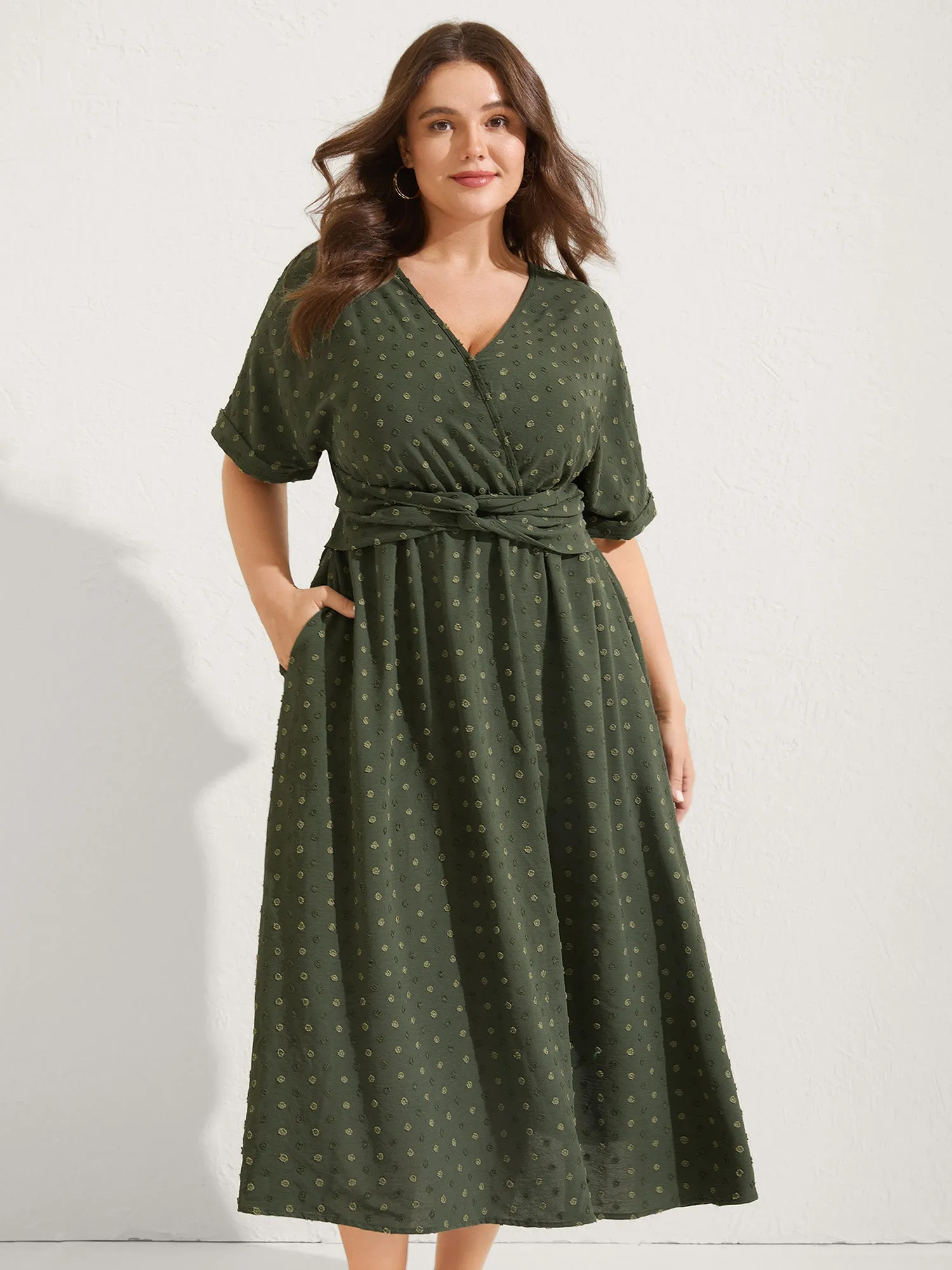 Textured Pleated Twist Waist Midi Dress sold by Bloomchic product image thumbnail 2