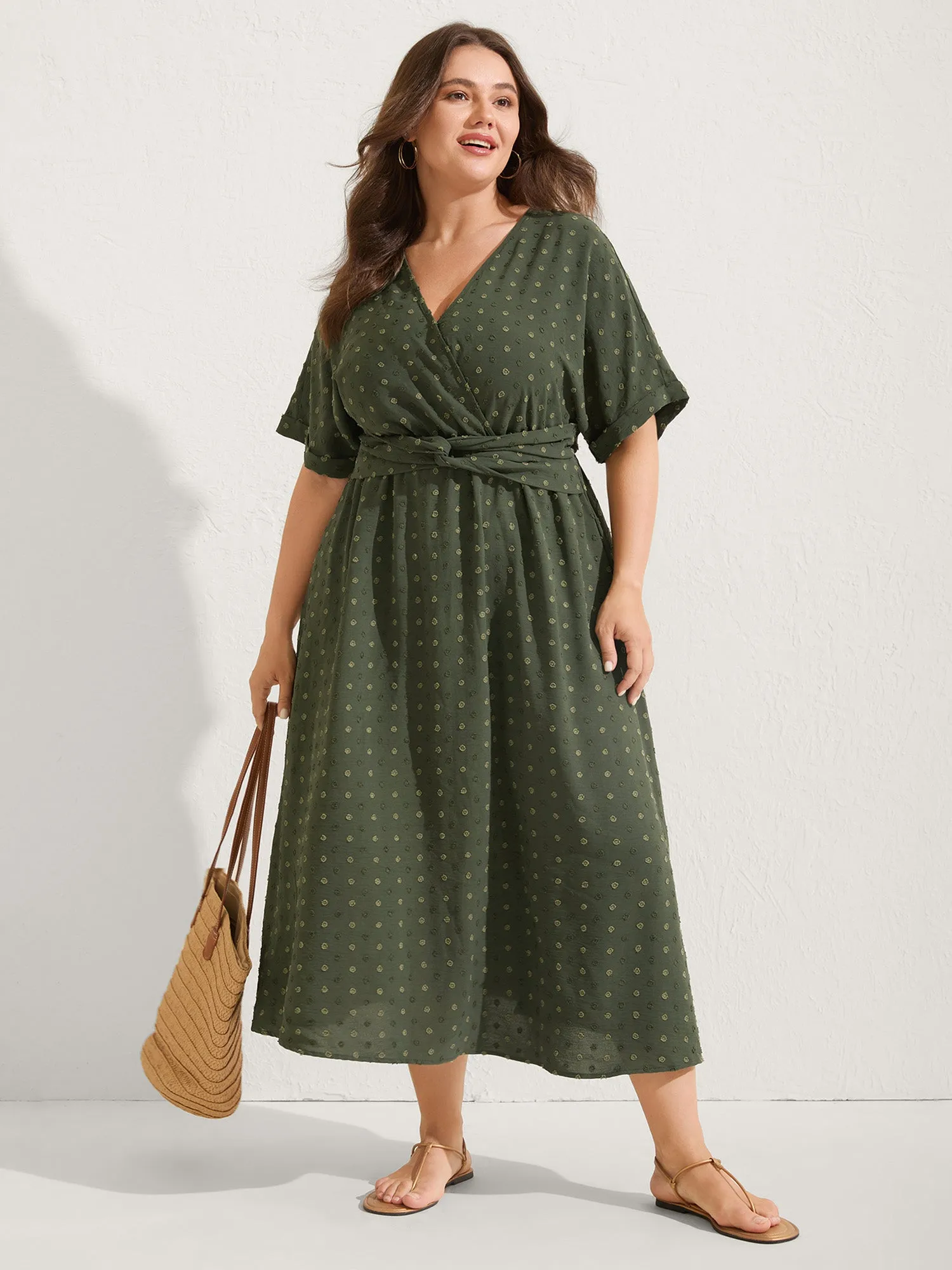 Textured Pleated Twist Waist Midi Dress sold by Bloomchic product image thumbnail 3