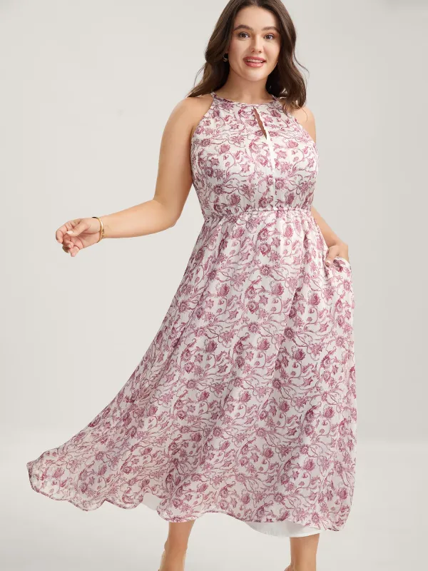 Sweet Florals Halter Neck Midi Dress sold by Bloomchic