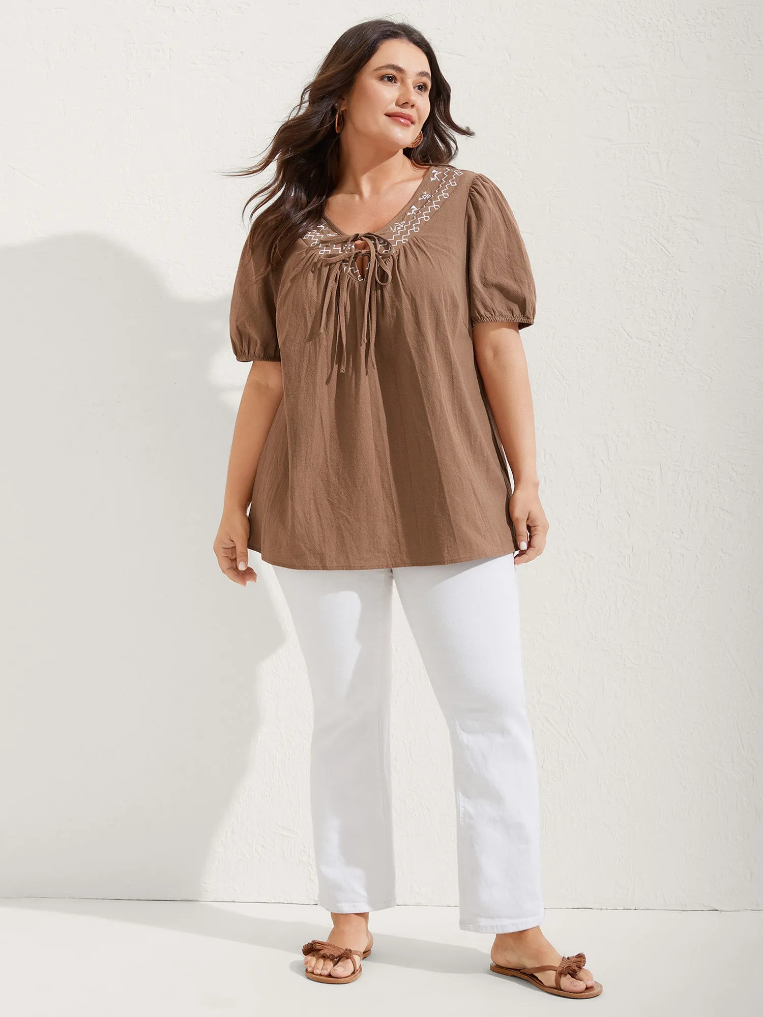 Pure Cotton Embroidered Neck Blouse sold by Bloomchic product image thumbnail 3