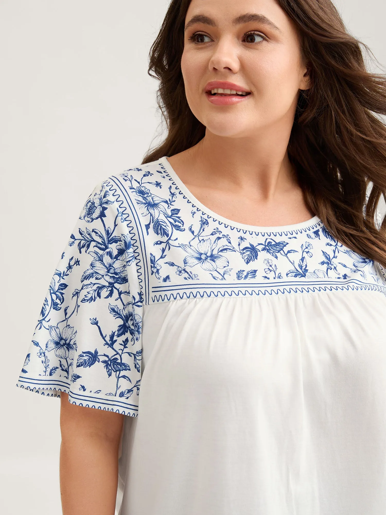 Floral Flowy Knit Solid T-Shirt sold by Bloomchic