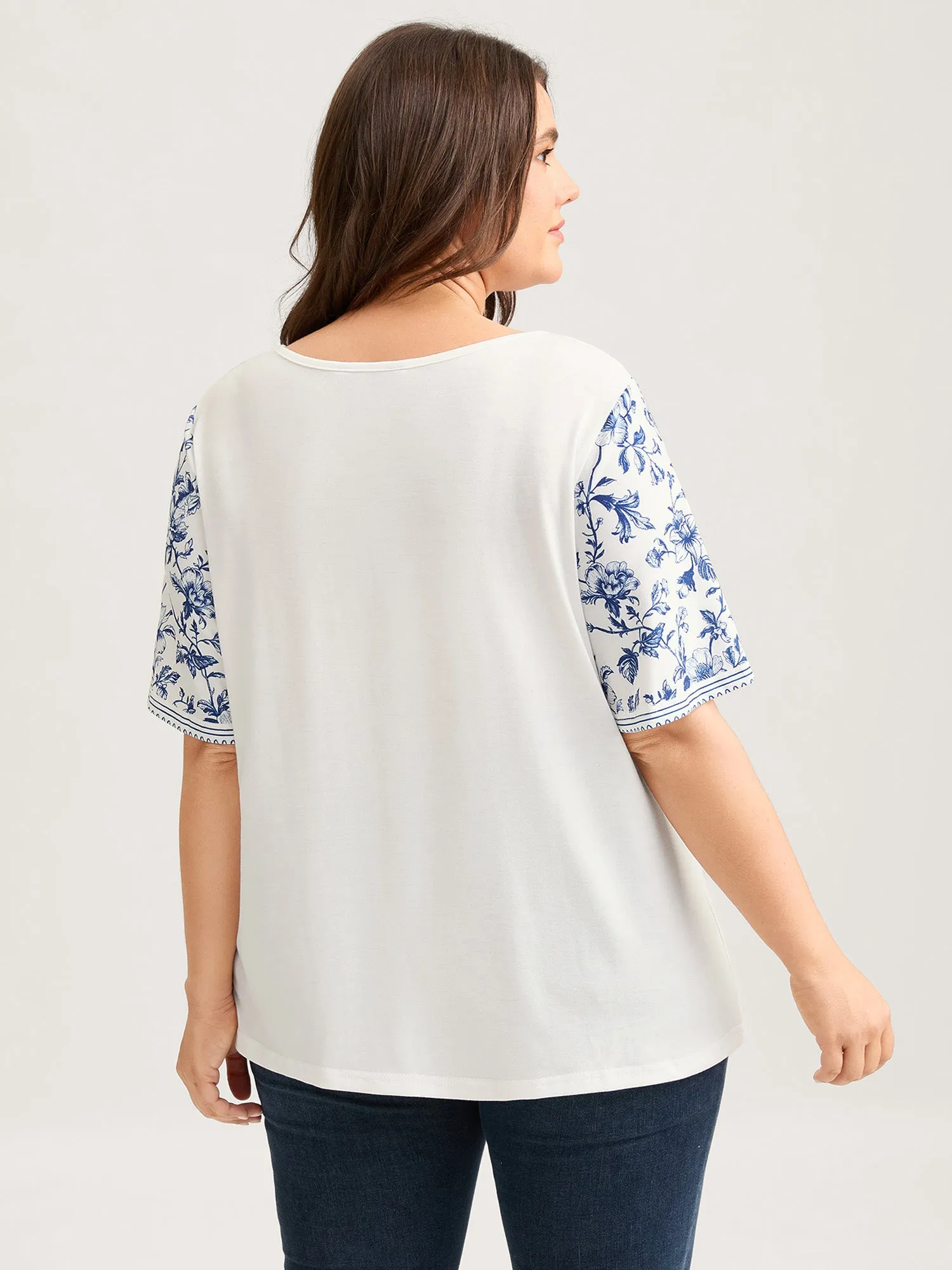 Floral Flowy Knit Solid T-Shirt sold by Bloomchic product image thumbnail 5