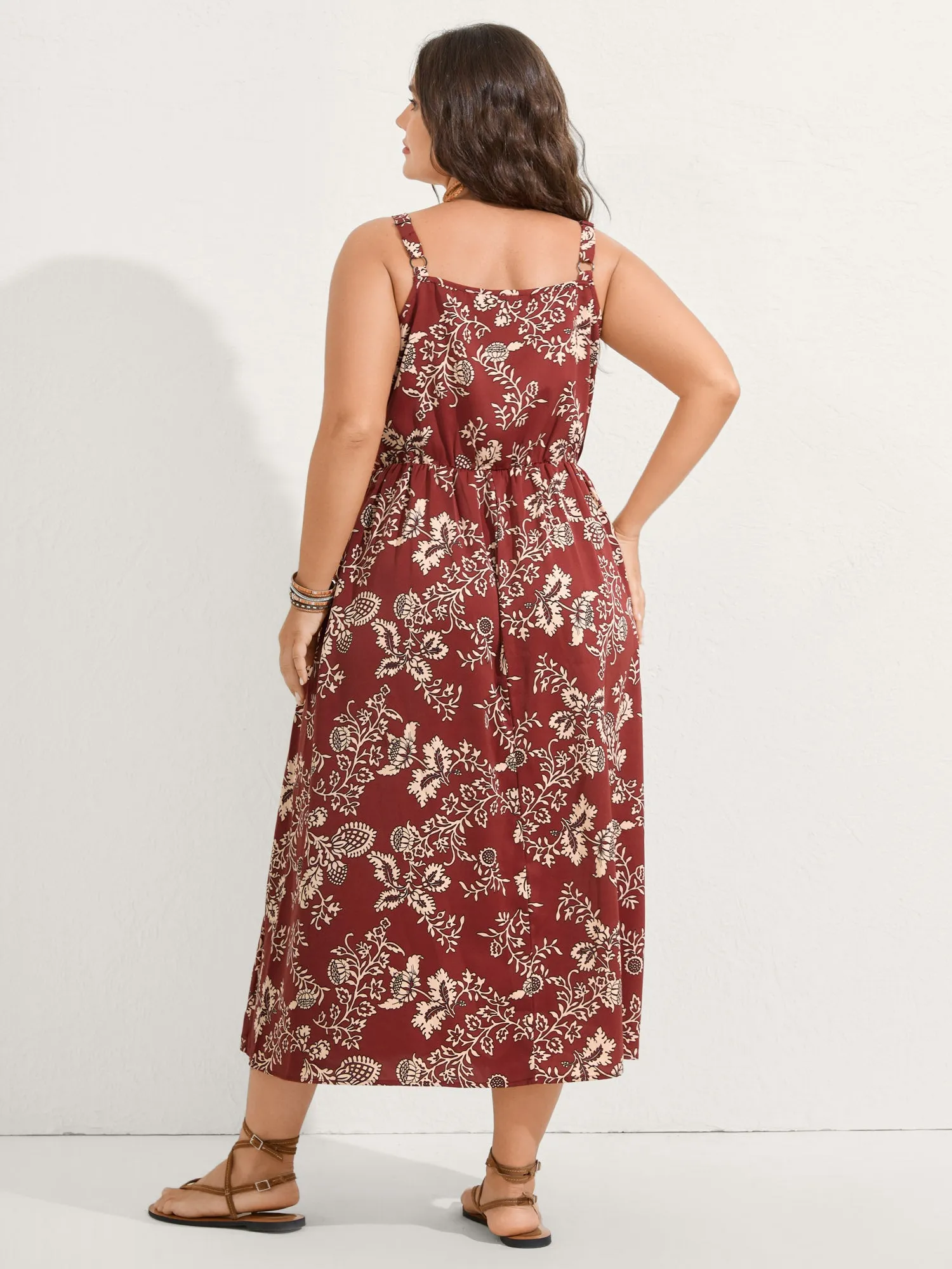 Floral Waist-Tie Pockets Midi Dress sold by Bloomchic product image thumbnail 5