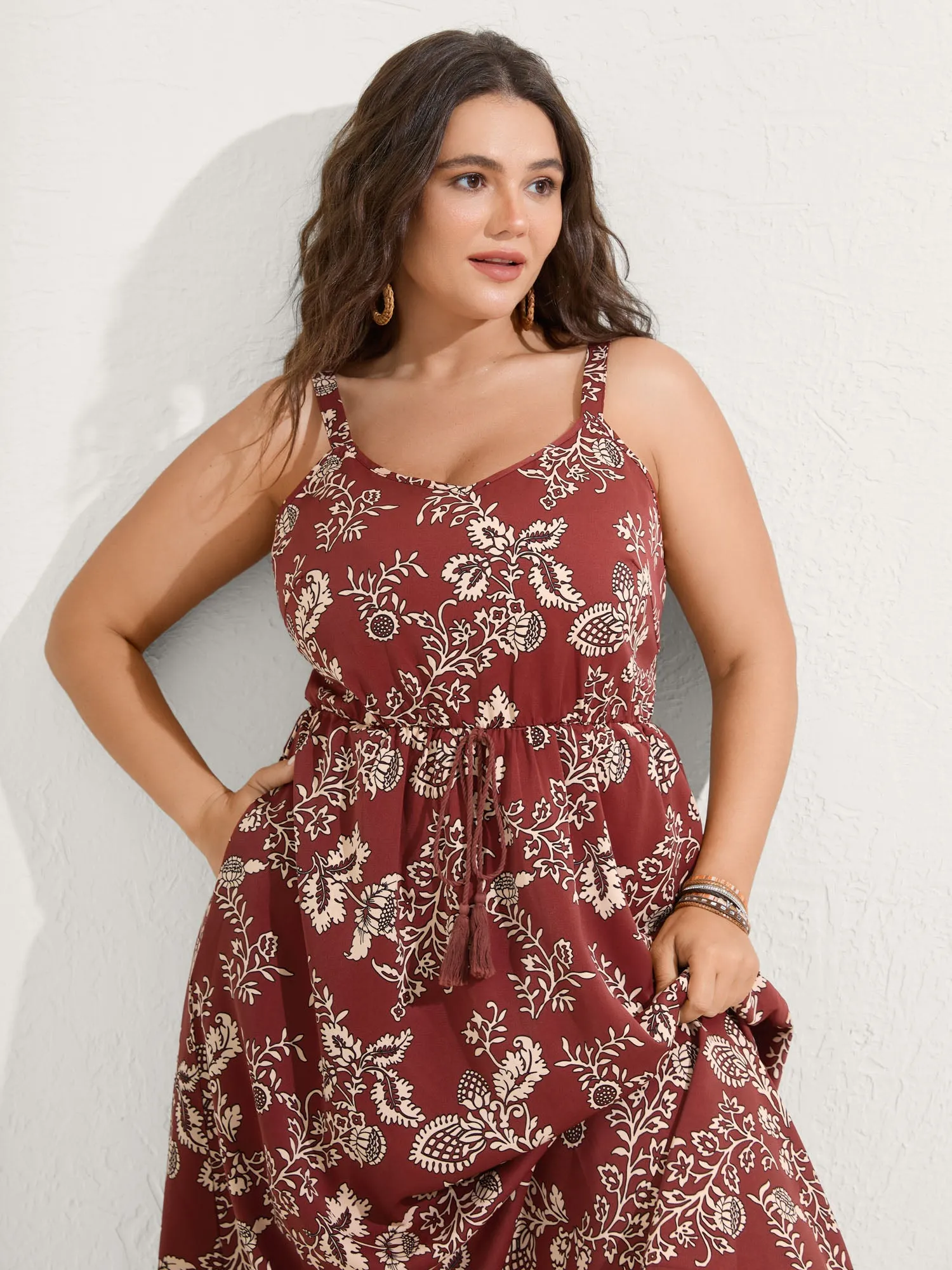 Floral Waist-Tie Pockets Midi Dress sold by Bloomchic product image thumbnail 2