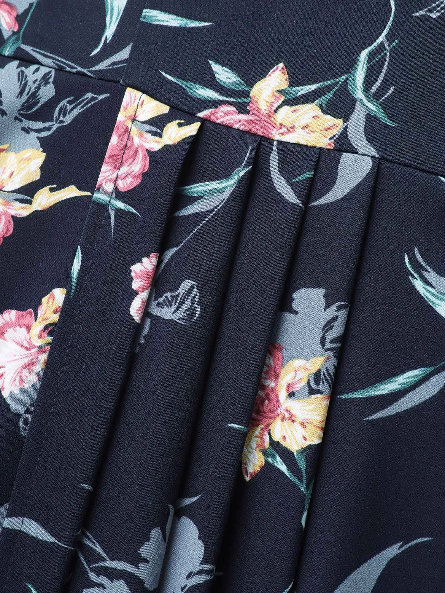 Notched Collar Floral Print Overlap Midi Dress sold by Bloomchic product image thumbnail 5