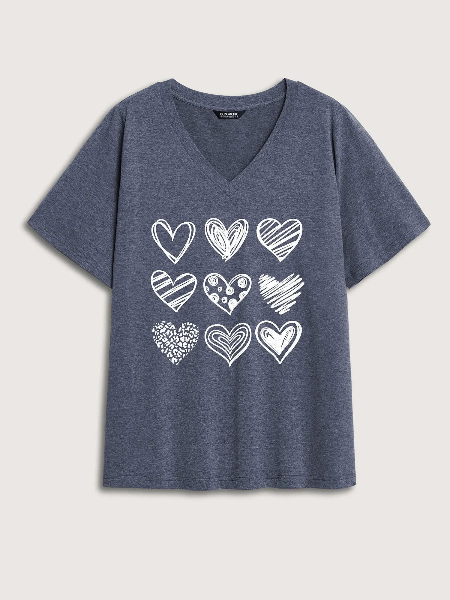 Every Heart Printed V-Neck T-Shirt sold by Bloomchic product image thumbnail 5