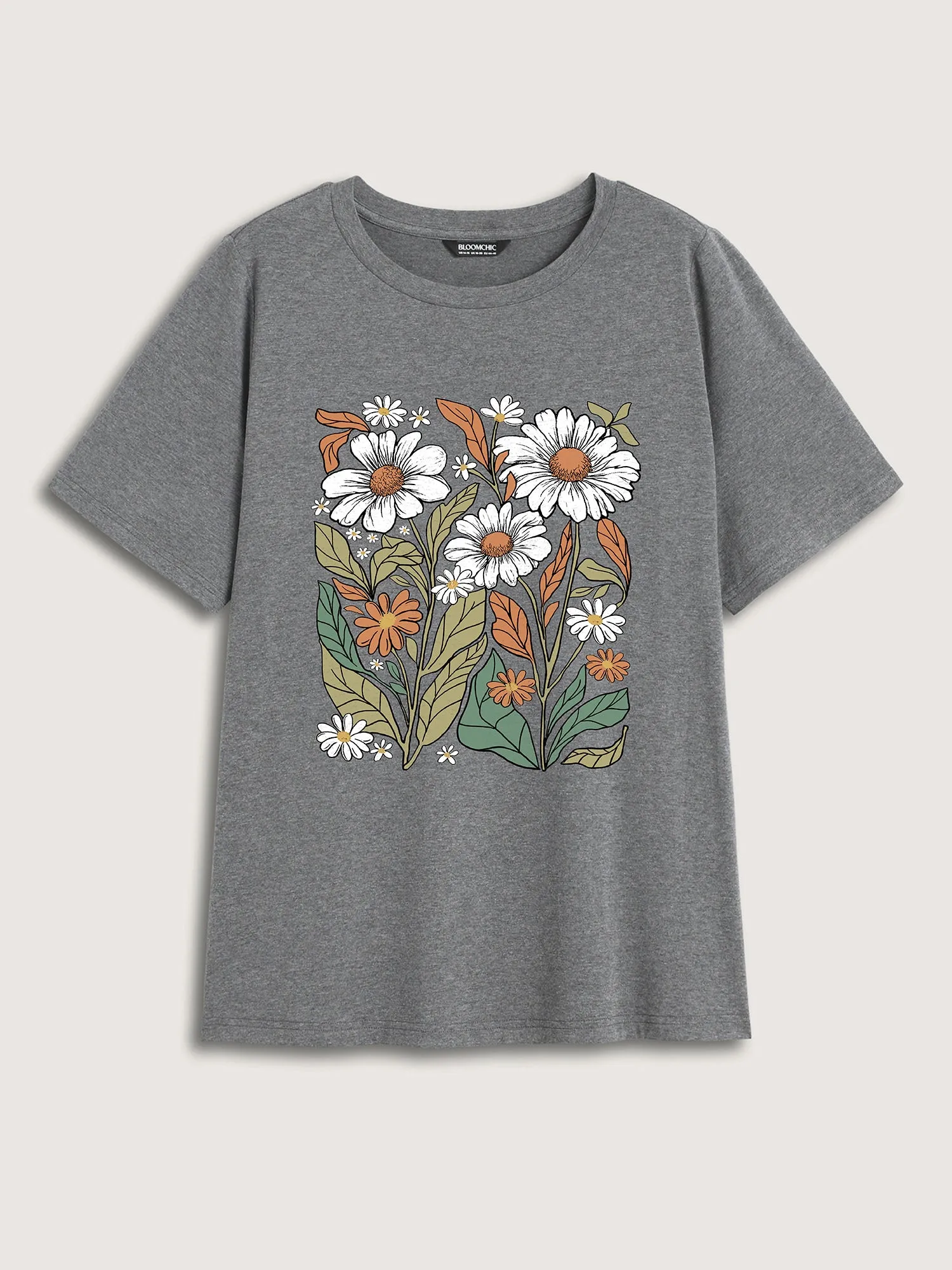 Blooming Florals Round Neck T-Shirt sold by Bloomchic