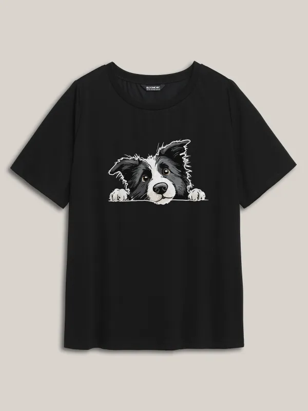 Puppy Love Printed Round Neck T-Shirt sold by Bloomchic