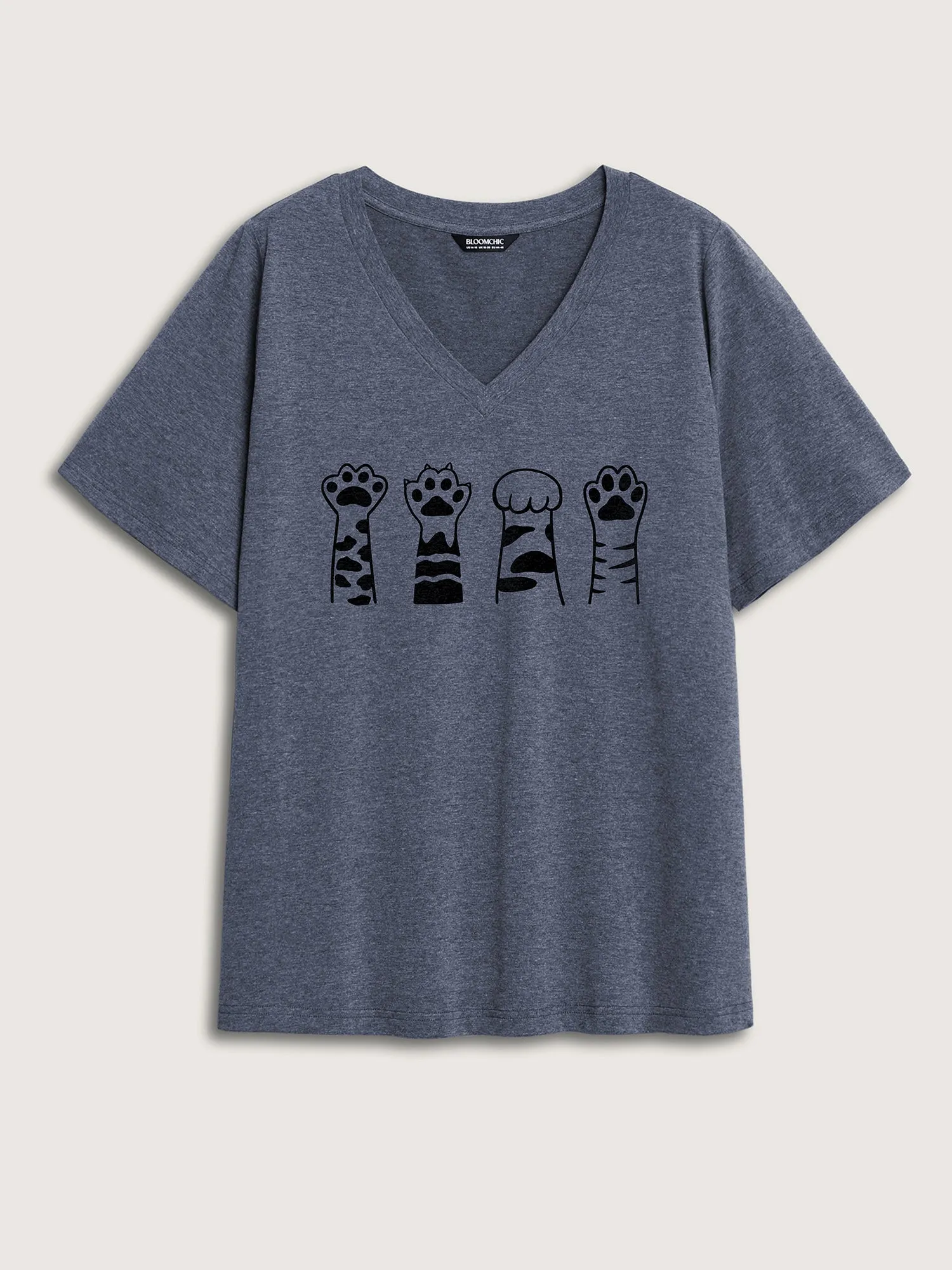 Playful Paws Print V-Neck T-Shirt sold by Bloomchic product image thumbnail 5