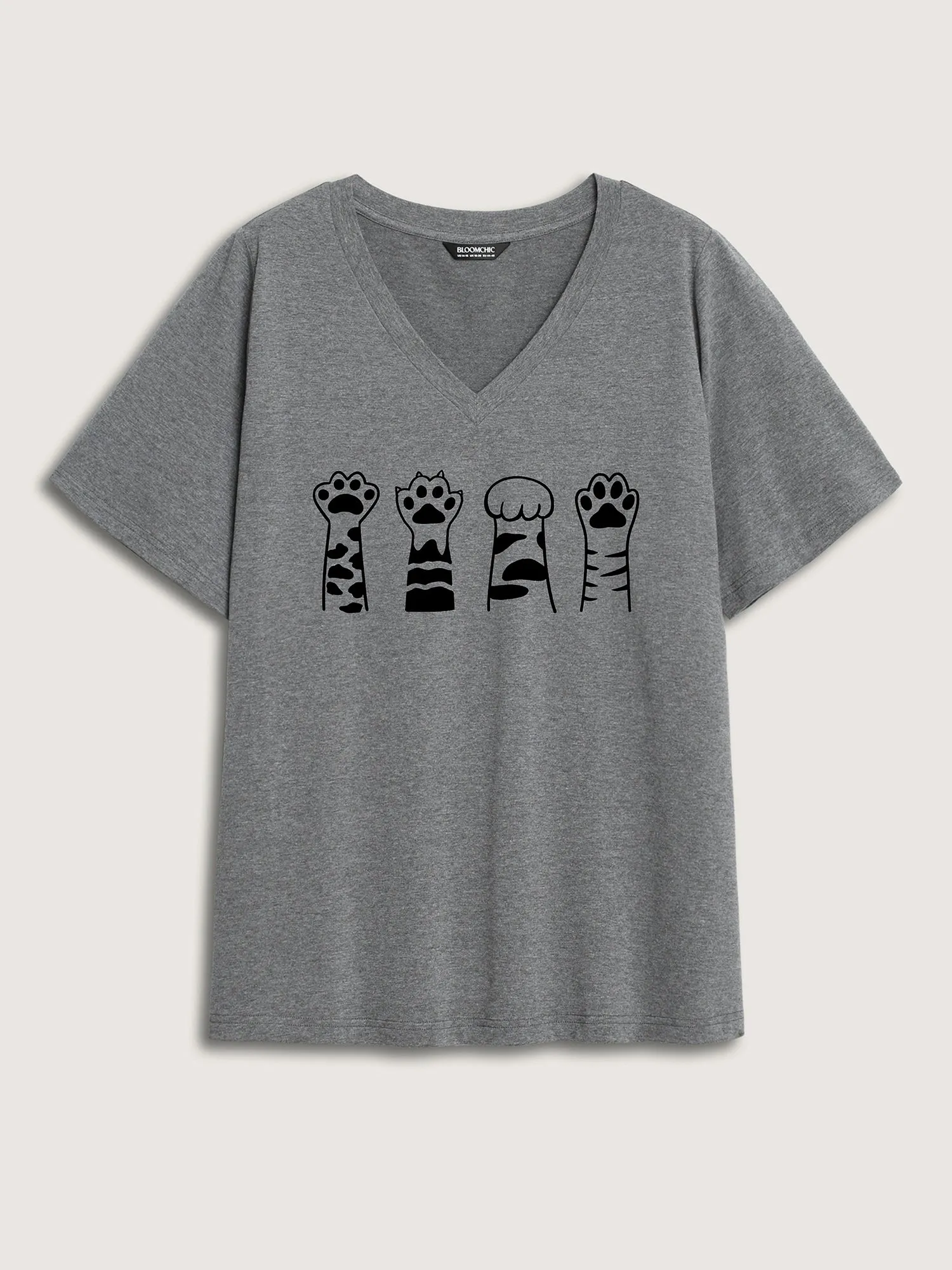 Playful Paws Print V-Neck T-Shirt sold by Bloomchic