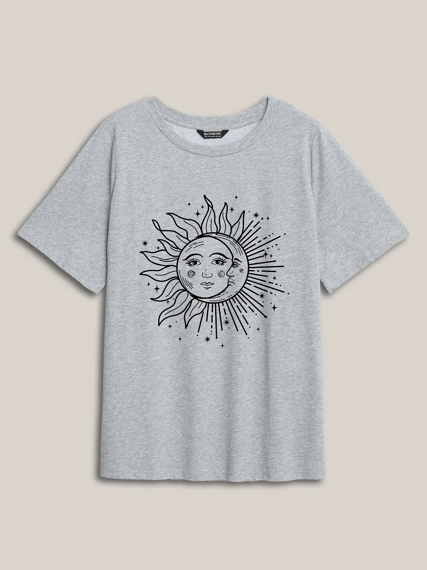 Sun and Moon Printed Round Neck T-Shirt sold by Bloomchic product image thumbnail 5