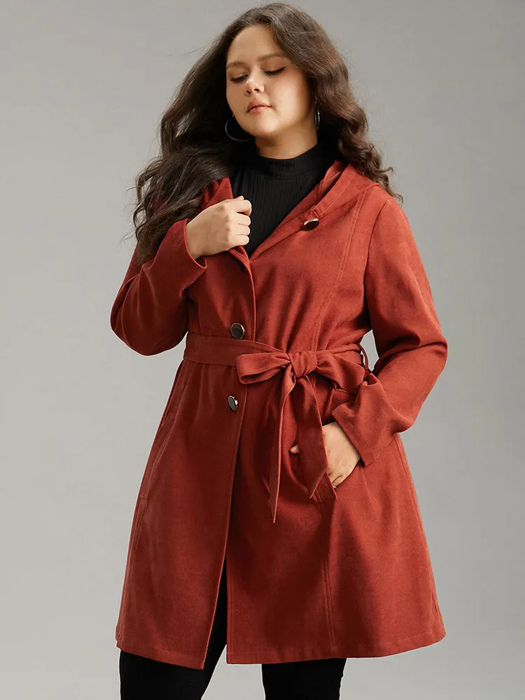 Solid Belted Button Up Hooded Coat sold by Bloomchic product image thumbnail 2