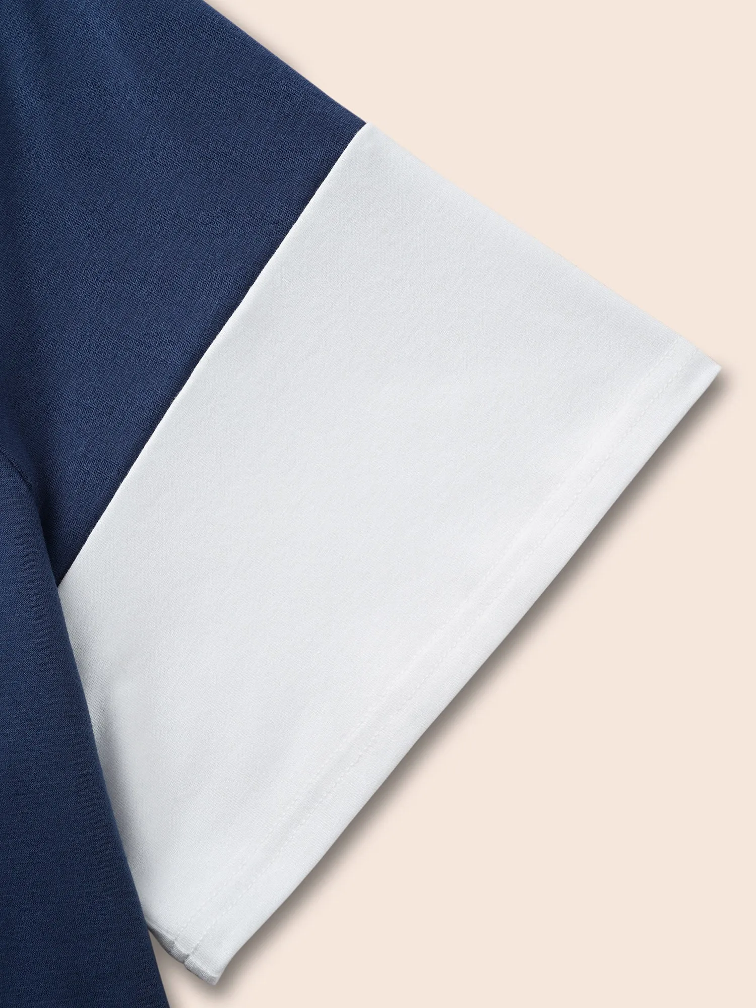 Round Neck Contrast Patchwork T-shirt sold by Bloomchic product image thumbnail 5