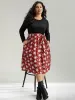 Snowflake Print Belted Long Sleeve Dress sold by Bloomchic
