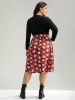 Snowflake Print Belted Long Sleeve Dress sold by Bloomchic