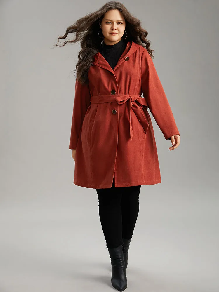 Solid Belted Button Up Hooded Coat sold by Bloomchic product image thumbnail 4