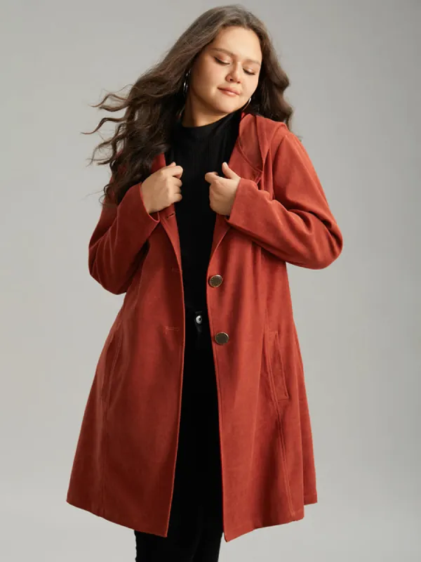 Solid Belted Button Up Hooded Coat sold by Bloomchic