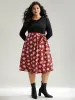 Snowflake Print Belted Long Sleeve Dress sold by Bloomchic