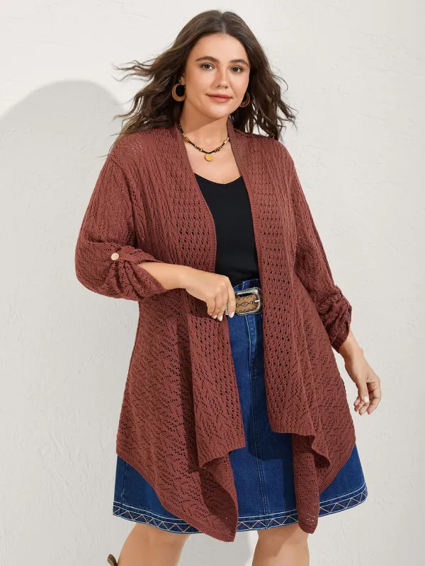 Textured Cut-Out Asymmetrical Lightweight Cardigan sold by Bloomchic