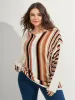 Earthy Stripes Drop Shoulder Lightweight Pullover sold by Bloomchic