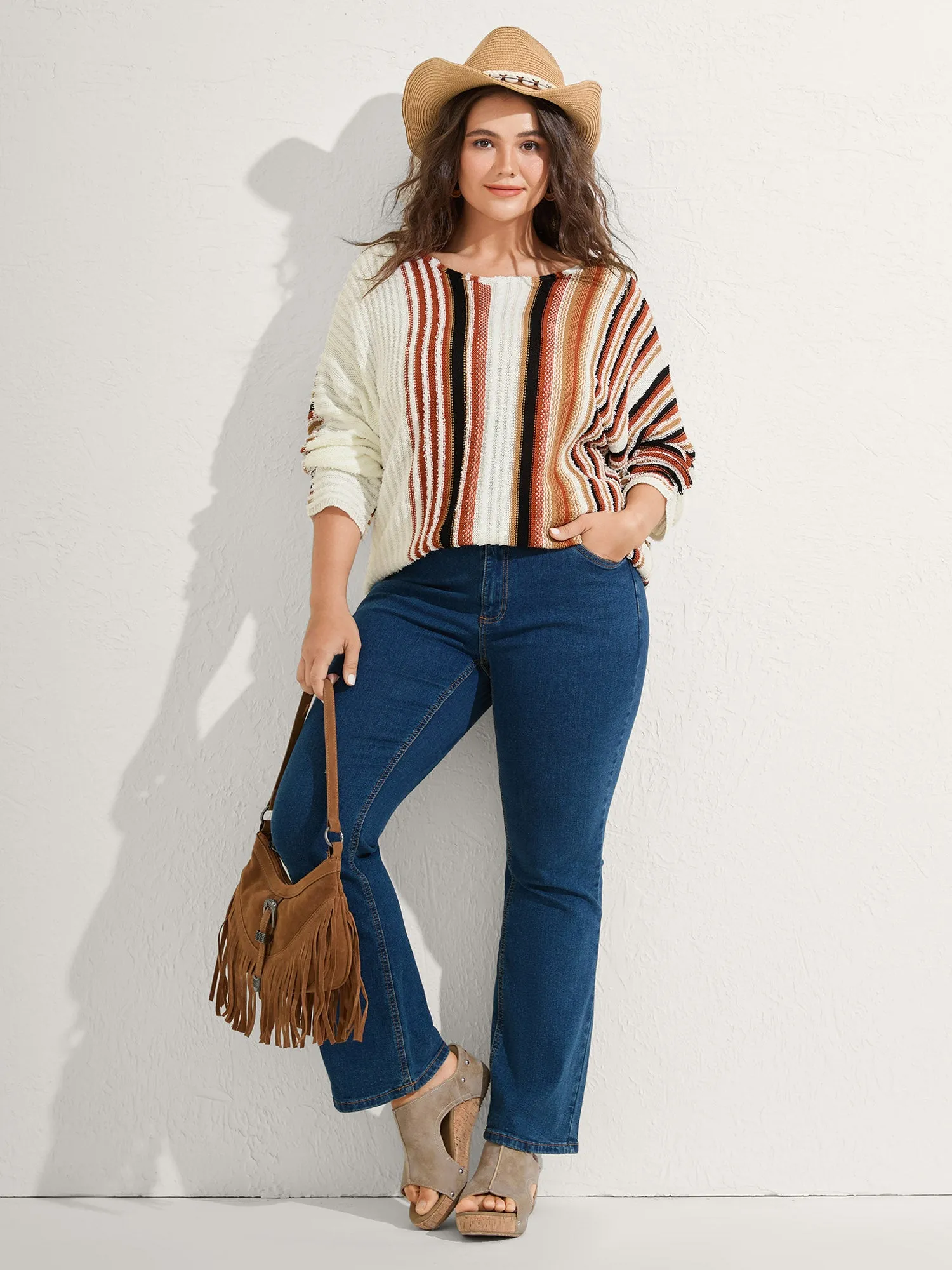 Earthy Stripes Drop Shoulder Lightweight Pullover sold by Bloomchic product image thumbnail 3