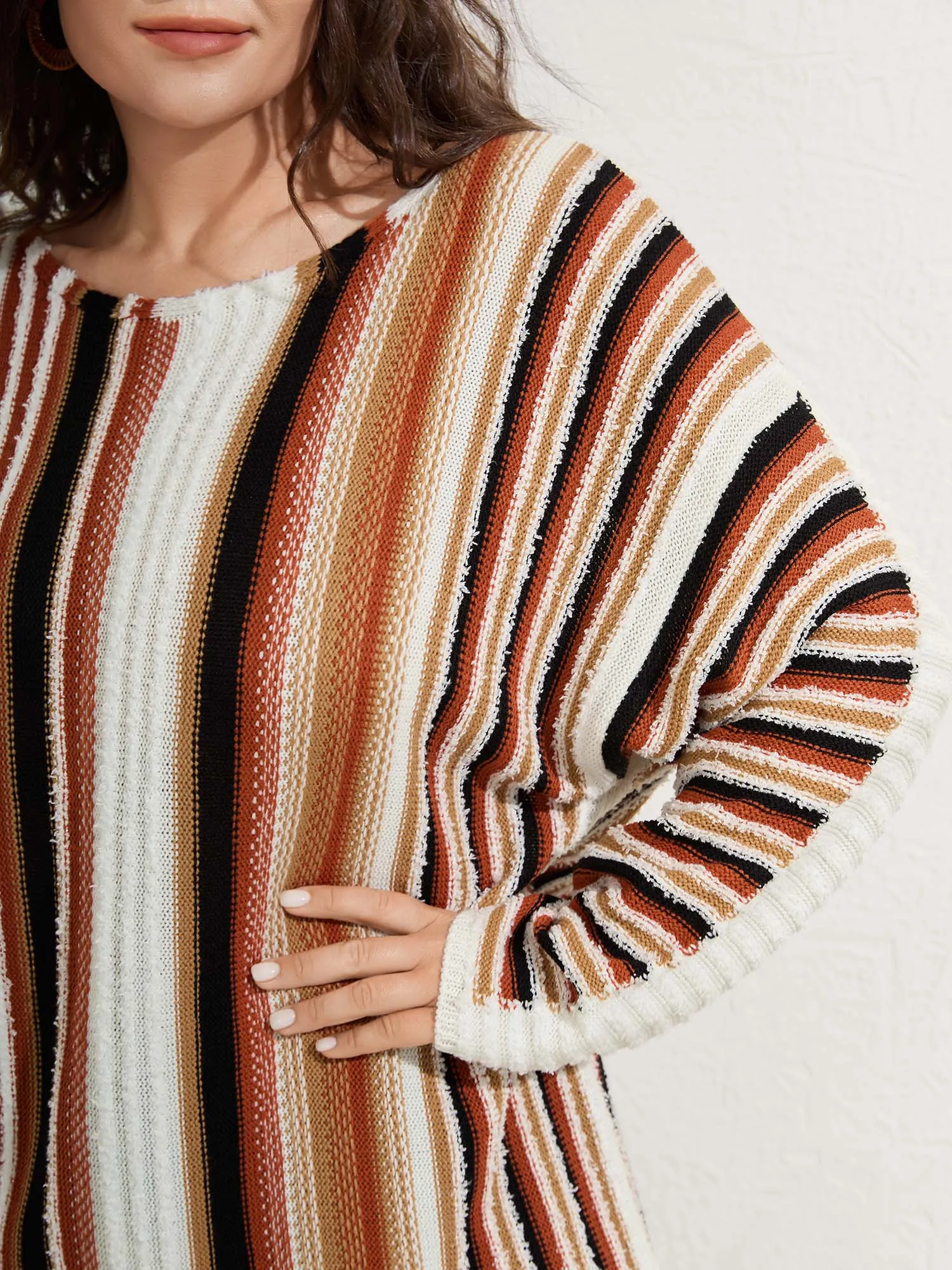 Earthy Stripes Drop Shoulder Lightweight Pullover sold by Bloomchic product image thumbnail 2