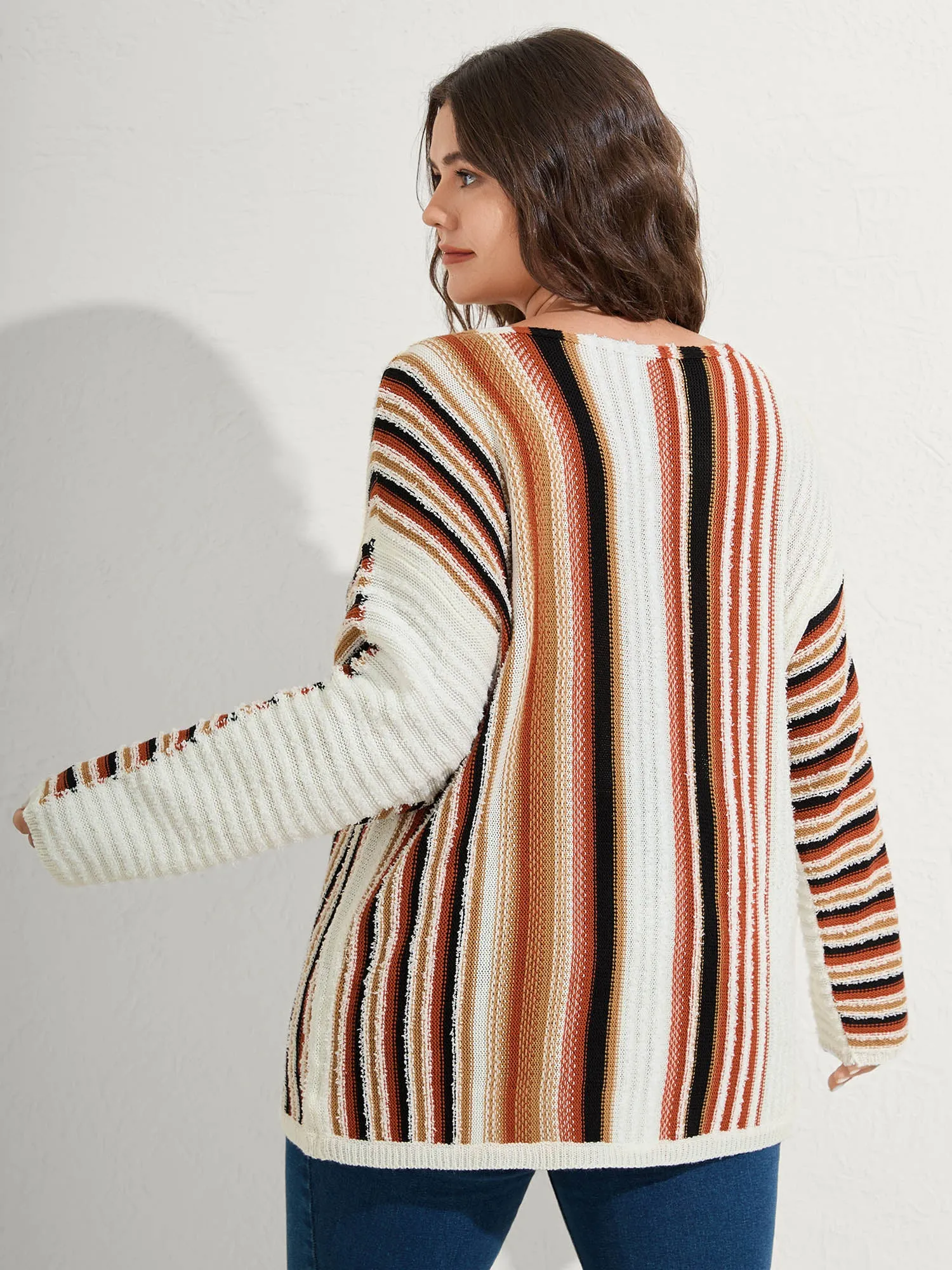 Earthy Stripes Drop Shoulder Lightweight Pullover sold by Bloomchic product image thumbnail 5