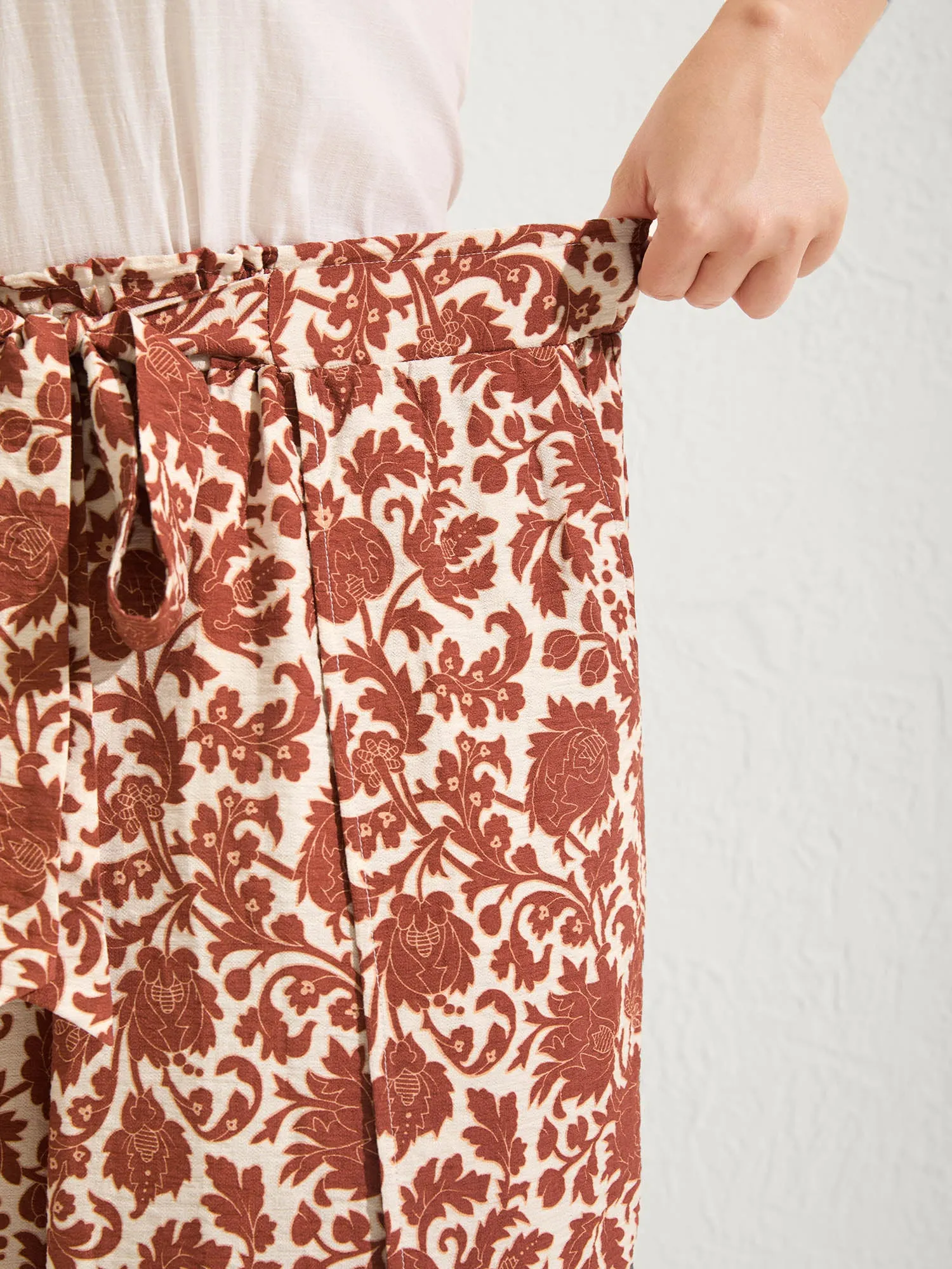 Boho Overlap Slit Belted Wide-Leg Pants sold by Bloomchic product image thumbnail 2