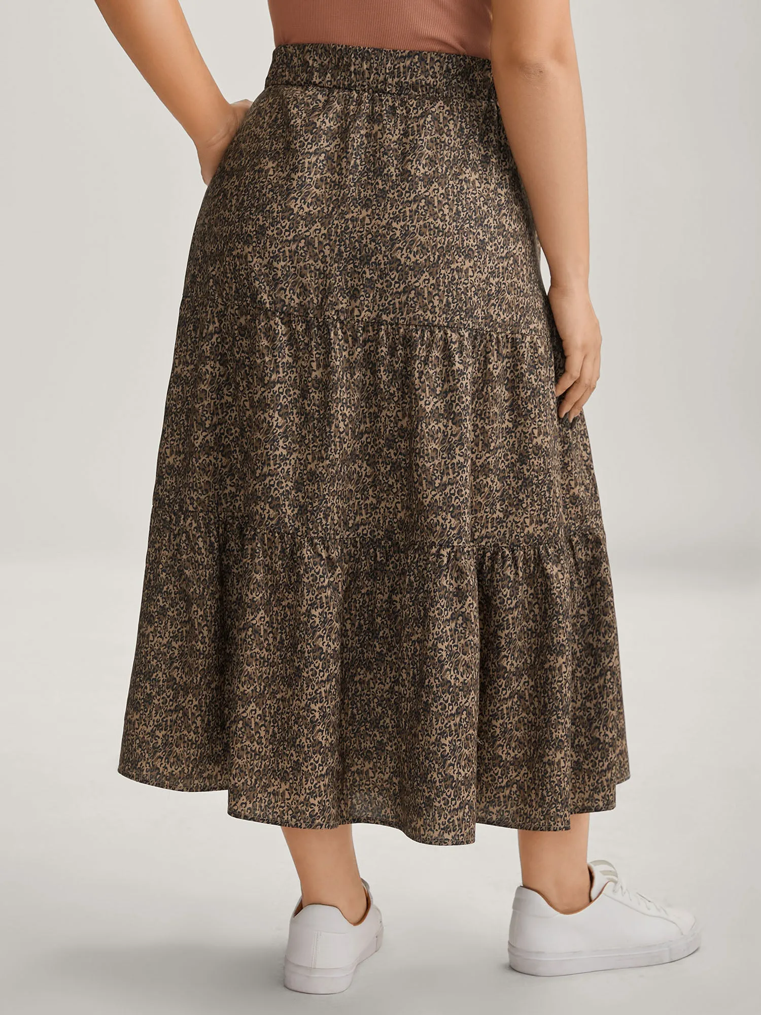 Leopard Print Tiered Midi Skirt sold by Bloomchic product image thumbnail 5