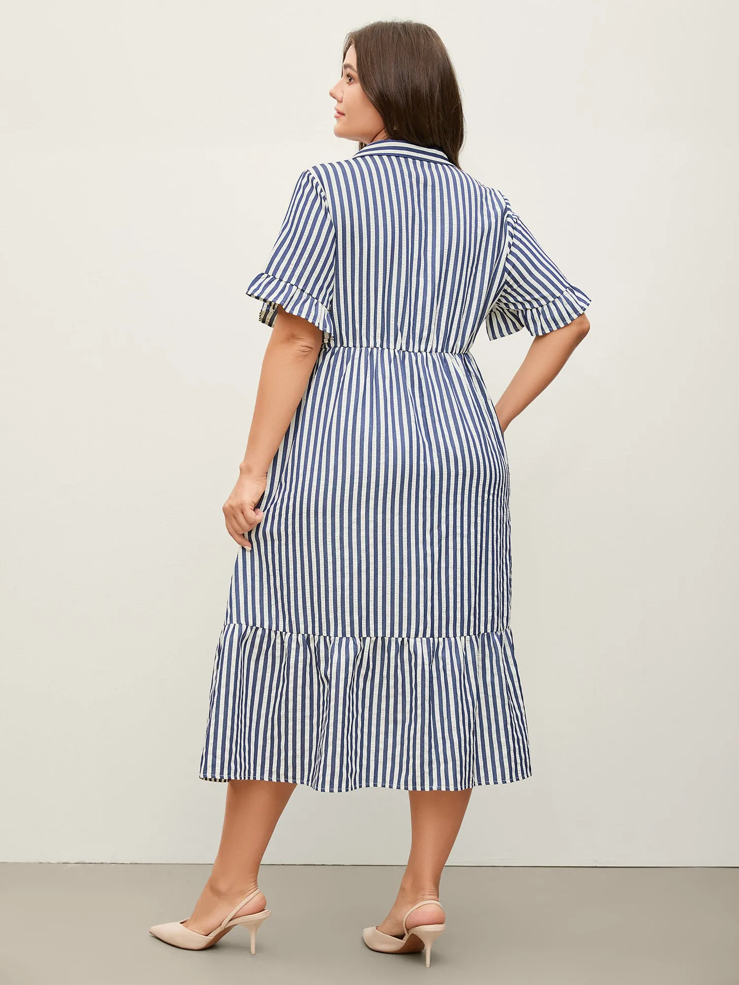 Striped Tie-Front Midi Shirt Dress sold by Bloomchic product image thumbnail 4