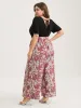 Color Contrast Floral Belted Jumpsuit sold by Bloomchic