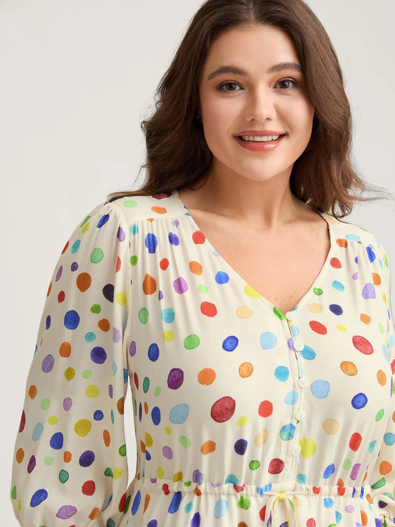 Colorful Polka Dots Waist Drawstring Midi Dress sold by Bloomchic product image thumbnail 2