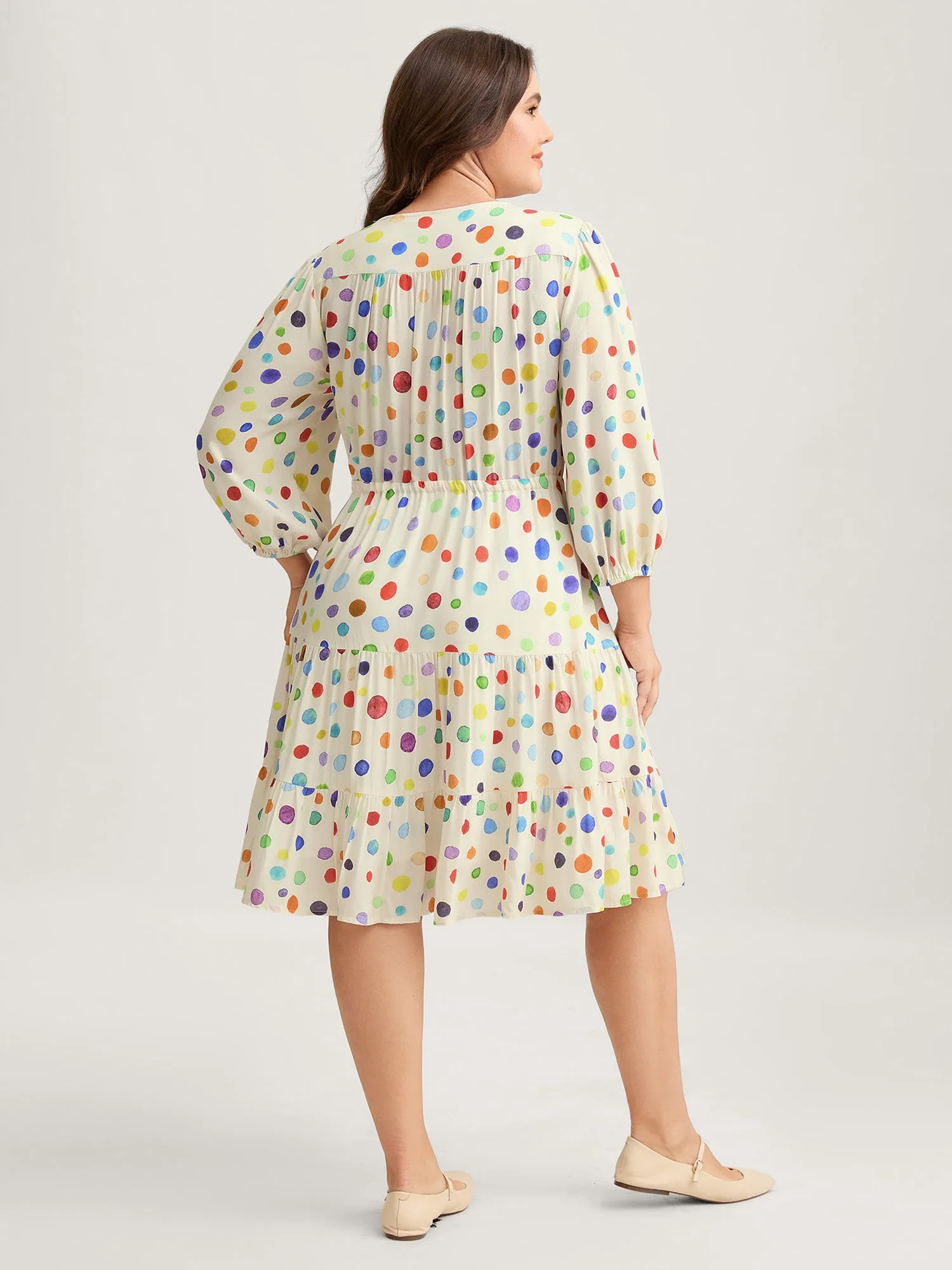 Colorful Polka Dots Waist Drawstring Midi Dress sold by Bloomchic product image thumbnail 4