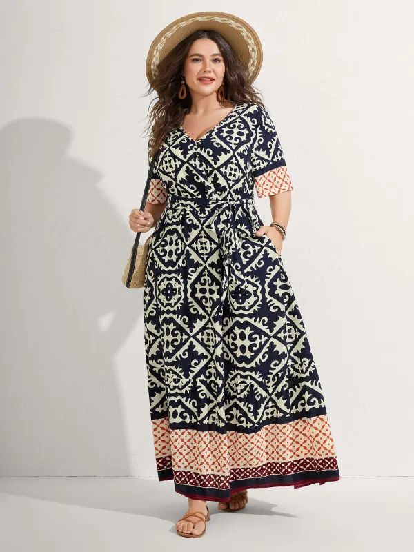 Boho Print Side Tie Maxi Dress sold by Bloomchic