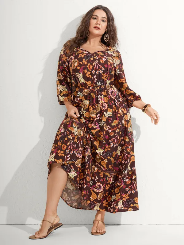 Boho Print Stretchy Waist Maxi Dress sold by Bloomchic