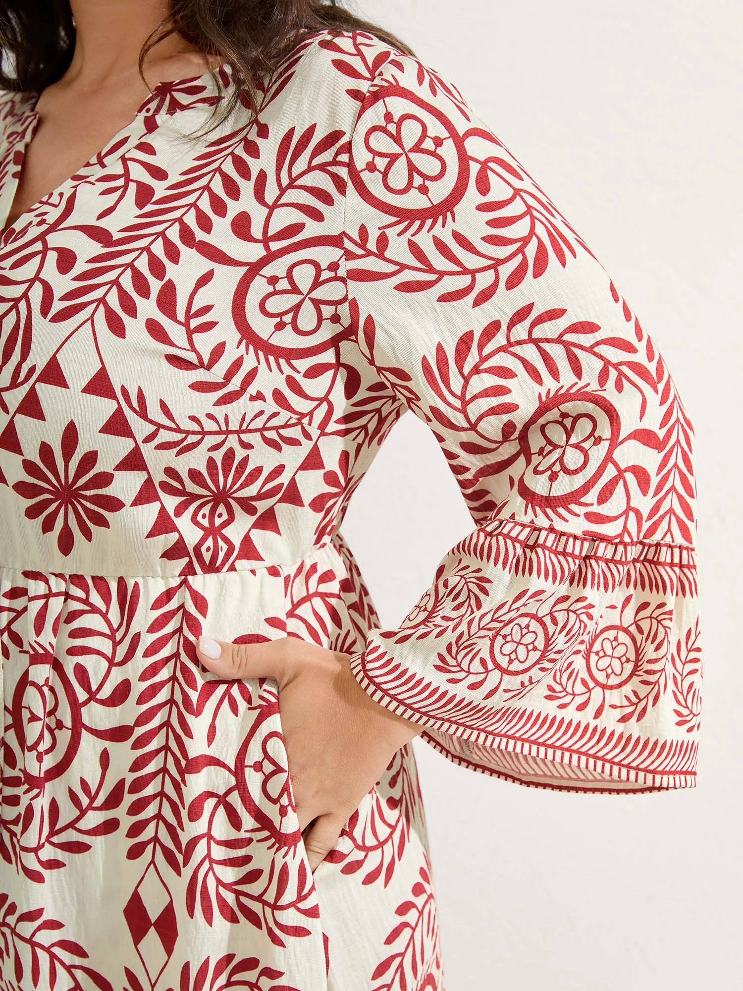 Ornate Print Color Contrast Midi Dress sold by Bloomchic product image thumbnail 4