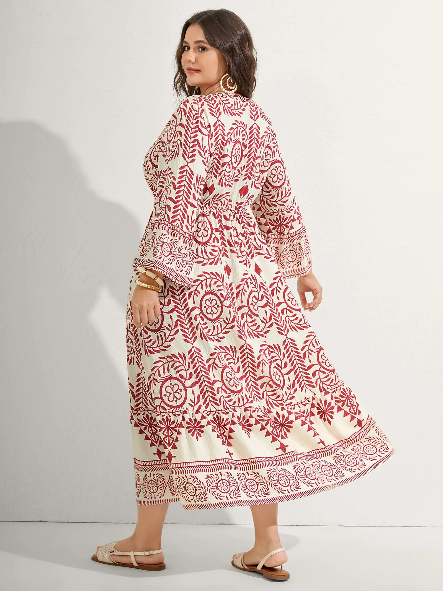 Ornate Print Color Contrast Midi Dress sold by Bloomchic product image thumbnail 5