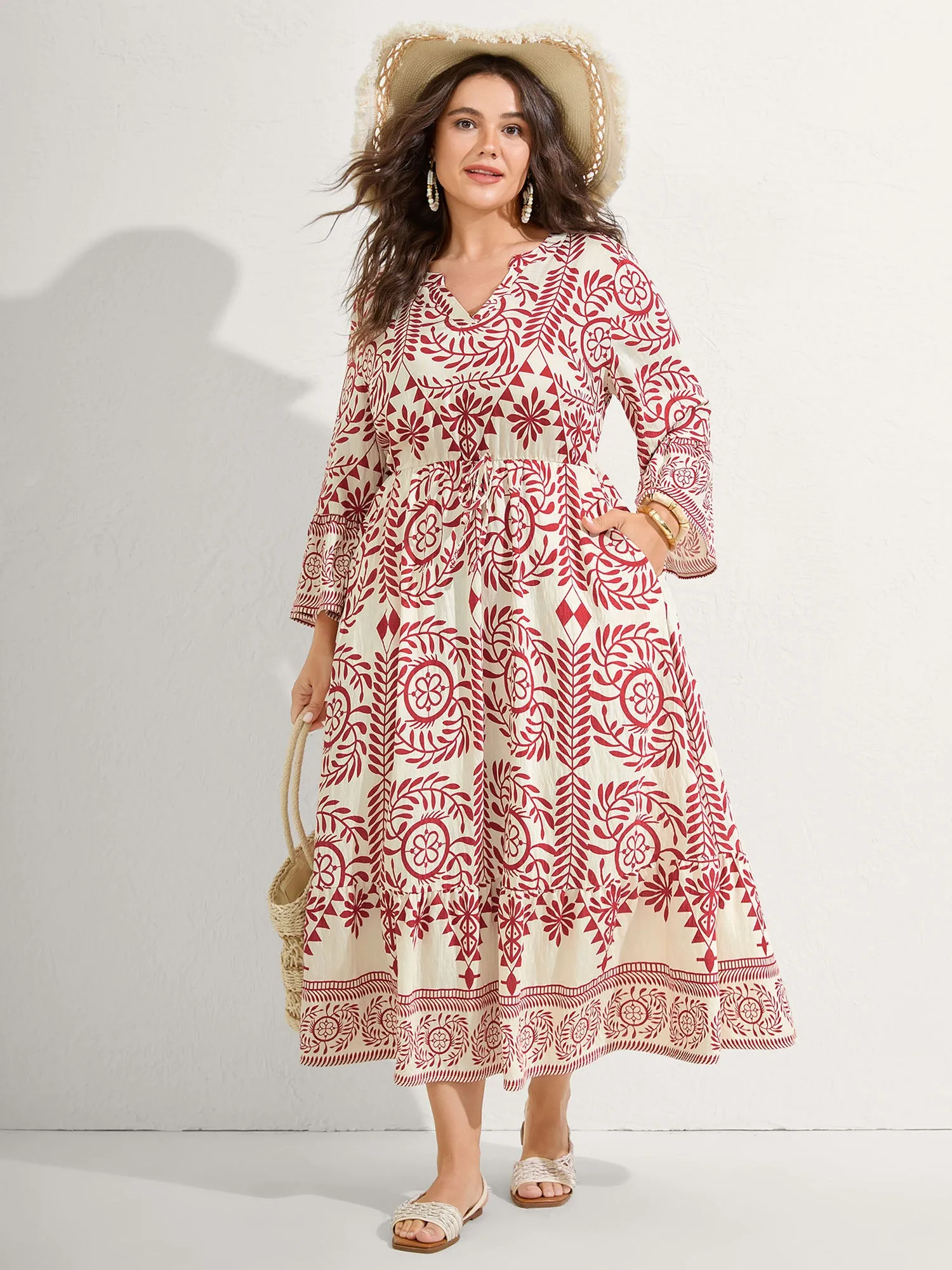 Ornate Print Color Contrast Midi Dress sold by Bloomchic product image thumbnail 3