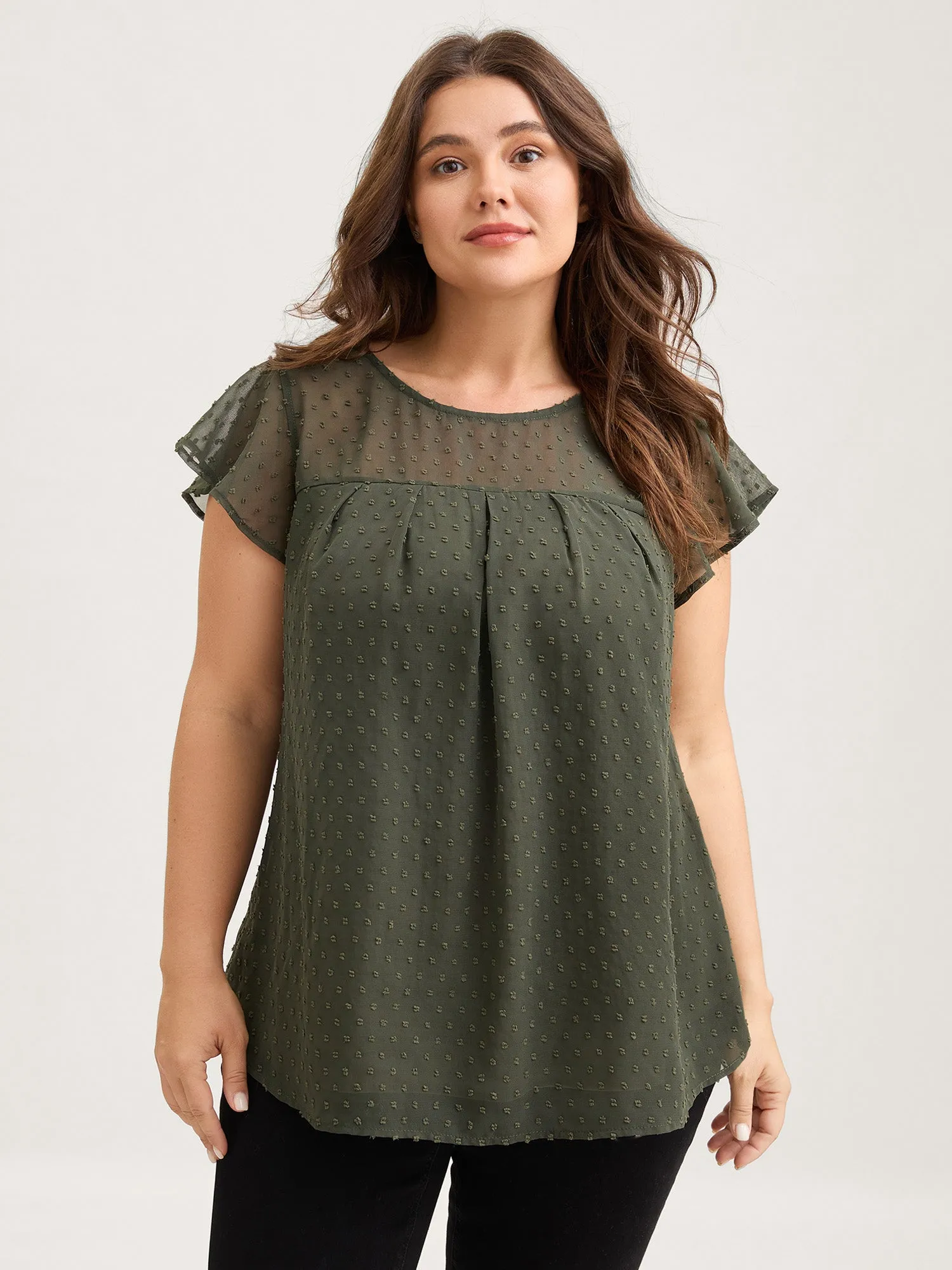 Textured Bust-Ease Ruffled Sleeve Blouse sold by Bloomchic